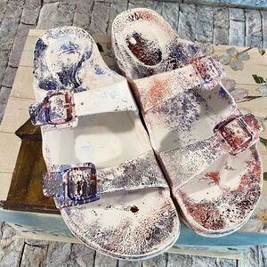 Sandal Slides Men's Size 11/12 Custom Hydro Dipped Adjustable Shower Shoes